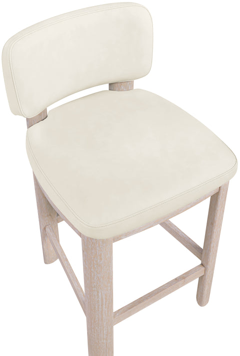 Olive Cream Vegan Leather Upholstered Counter Stool, 2-Piece