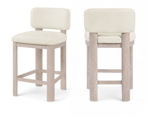 Olive Cream Vegan Leather Upholstered Counter Stool, 2-Piece