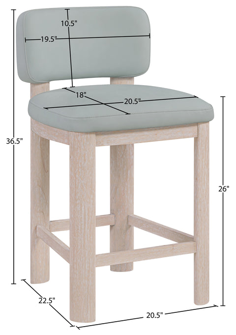 Olive Light Blue Vegan Leather Upholstered Counter Stool, 2-Piece