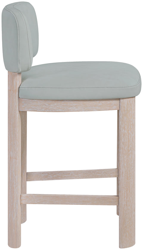 Olive Light Blue Vegan Leather Upholstered Counter Stool, 2-Piece