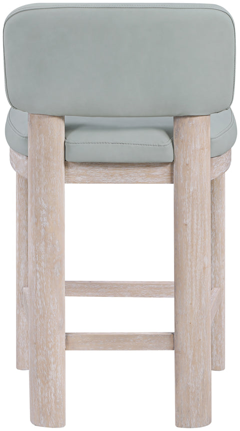 Olive Light Blue Vegan Leather Upholstered Counter Stool, 2-Piece