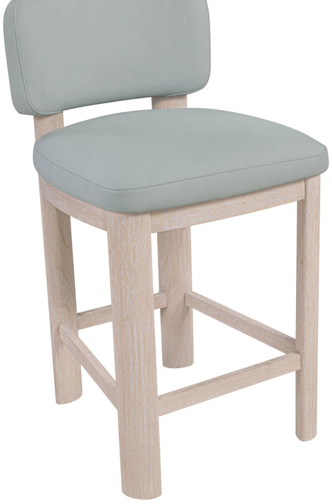 Olive Light Blue Vegan Leather Upholstered Counter Stool, 2-Piece