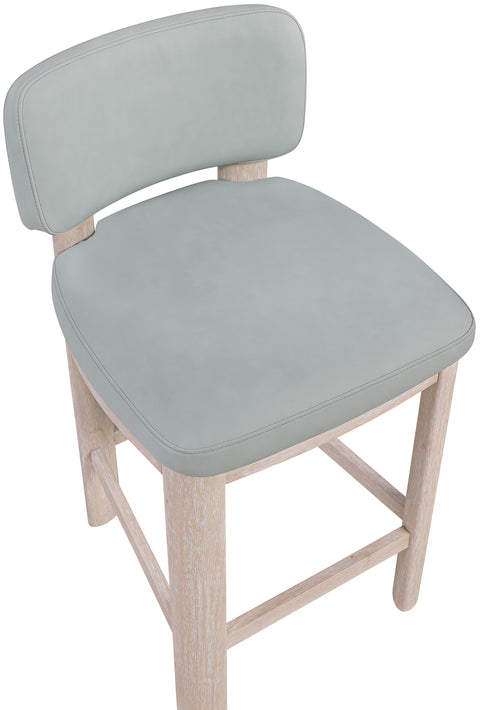 Olive Light Blue Vegan Leather Upholstered Counter Stool, 2-Piece
