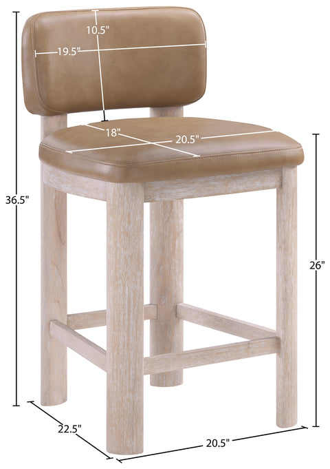 Olive Tan Vegan Leather Upholstered Counter Stool, 2-Piece