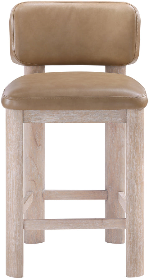 Olive Tan Vegan Leather Upholstered Counter Stool, 2-Piece