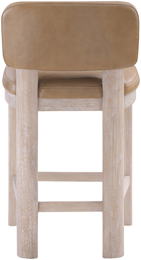 Olive Tan Vegan Leather Upholstered Counter Stool, 2-Piece