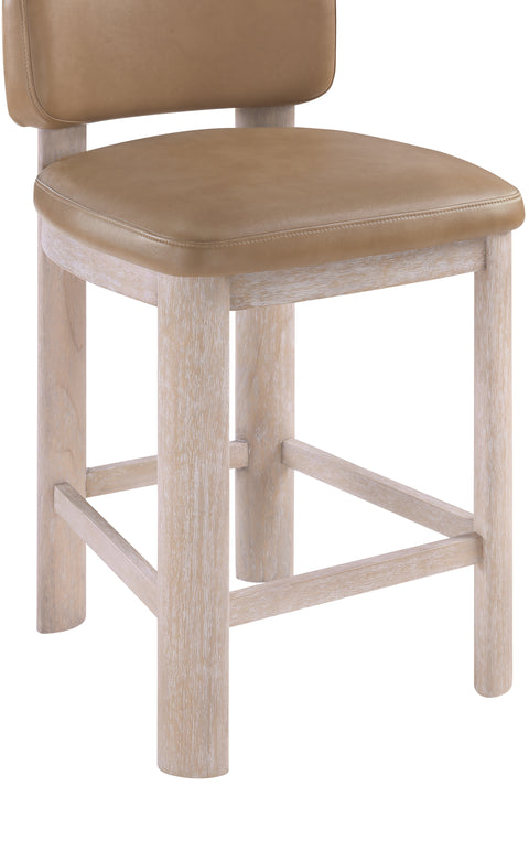 Olive Tan Vegan Leather Upholstered Counter Stool, 2-Piece
