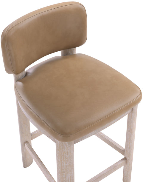 Olive Tan Vegan Leather Upholstered Counter Stool, 2-Piece
