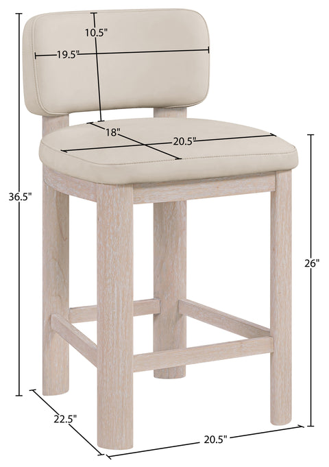 Olive Taupe Vegan Leather Upholstered Counter Stool, 2-Piece