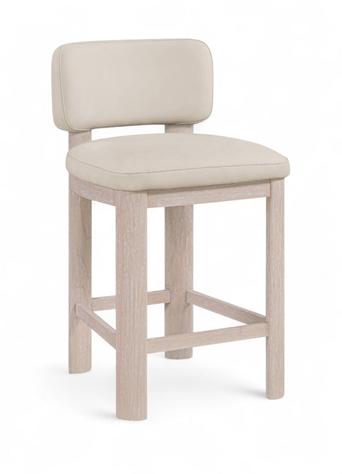 Olive Taupe Vegan Leather Upholstered Counter Stool, 2-Piece