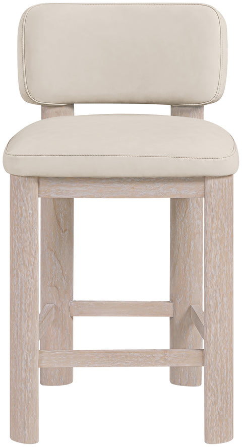 Olive Taupe Vegan Leather Upholstered Counter Stool, 2-Piece