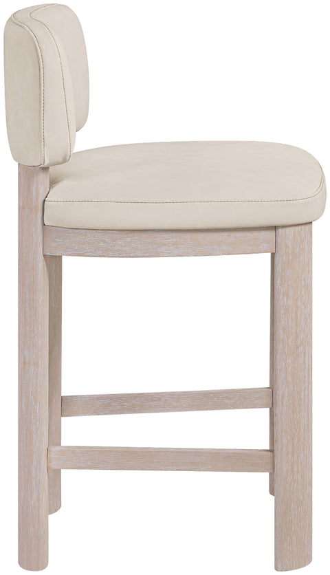 Olive Taupe Vegan Leather Upholstered Counter Stool, 2-Piece