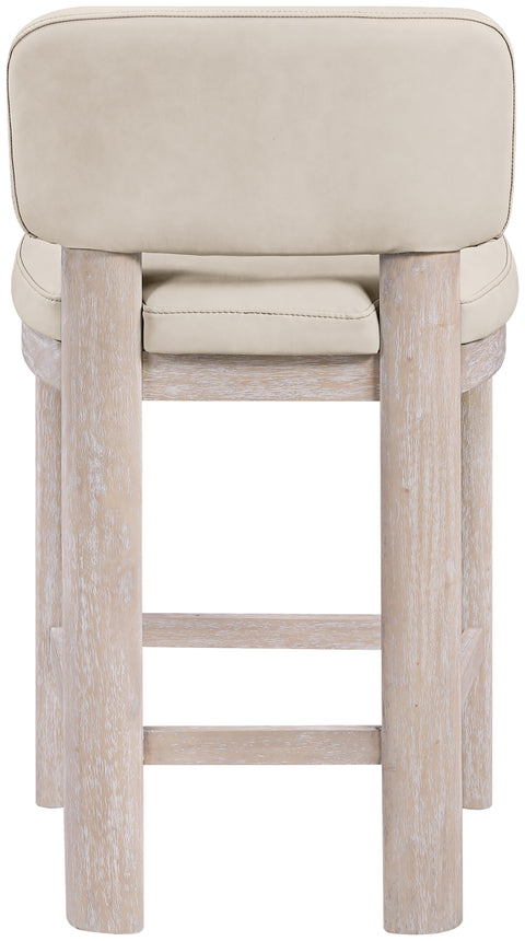 Olive Taupe Vegan Leather Upholstered Counter Stool, 2-Piece
