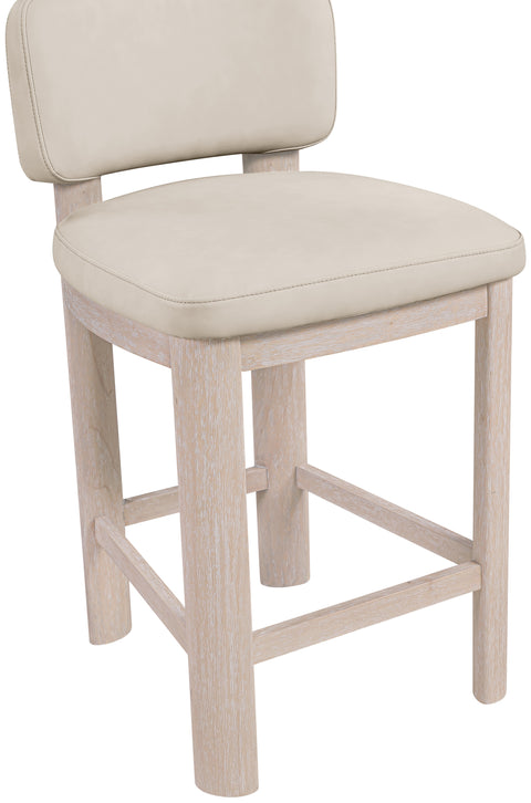 Olive Taupe Vegan Leather Upholstered Counter Stool, 2-Piece