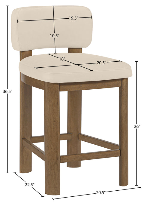 Olive Beige Vegan Leather Upholstered Counter Stool, 2-Piece