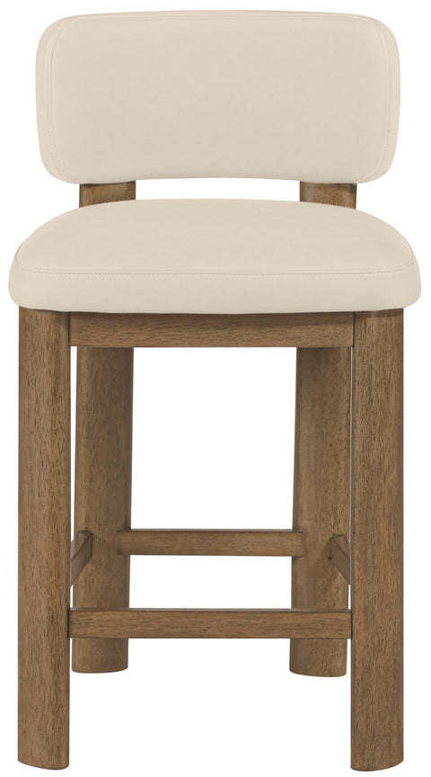 Olive Beige Vegan Leather Upholstered Counter Stool, 2-Piece