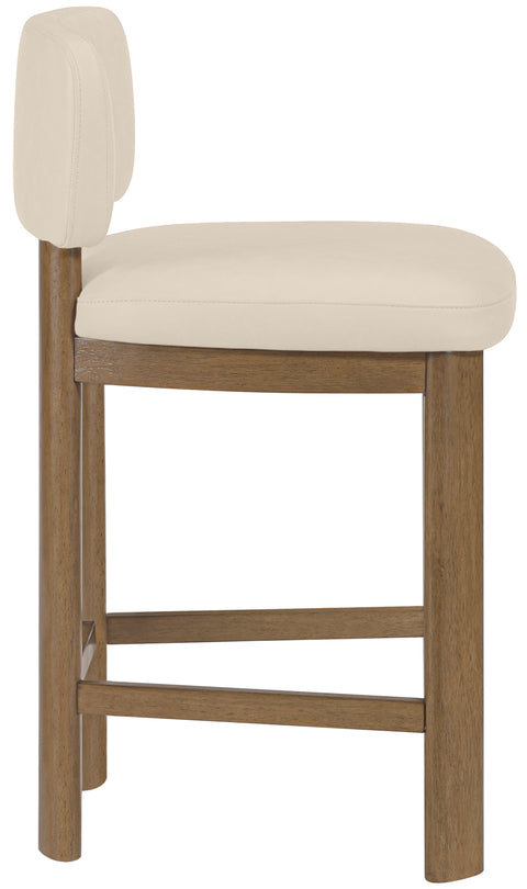 Olive Beige Vegan Leather Upholstered Counter Stool, 2-Piece