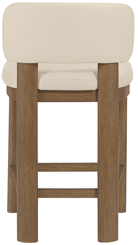 Olive Beige Vegan Leather Upholstered Counter Stool, 2-Piece