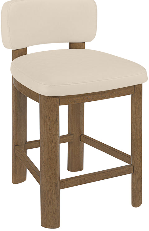Olive Beige Vegan Leather Upholstered Counter Stool, 2-Piece