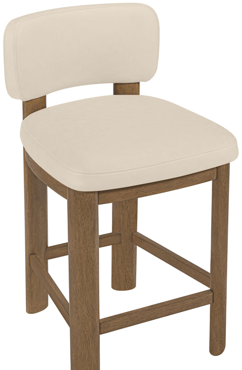 Olive Beige Vegan Leather Upholstered Counter Stool, 2-Piece
