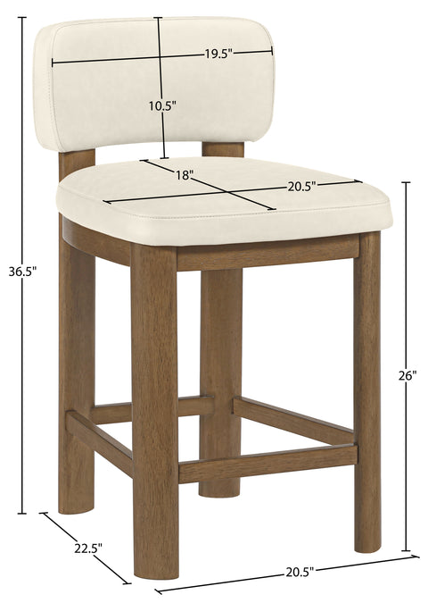 Olive Cream Vegan Leather Upholstered Counter Stool, 2-Piece (Style 2)
