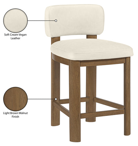 Olive Cream Vegan Leather Upholstered Counter Stool, 2-Piece (Style 2)