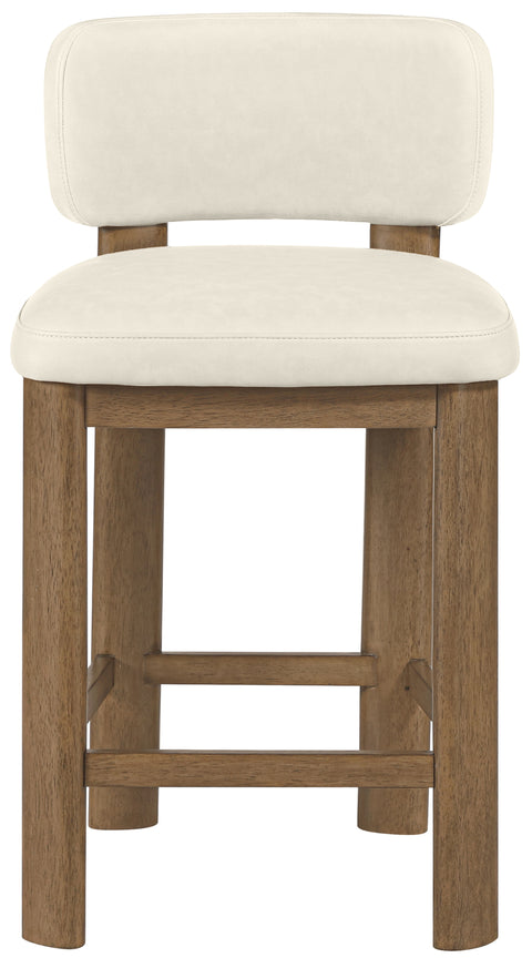 Olive Cream Vegan Leather Upholstered Counter Stool, 2-Piece (Style 2)