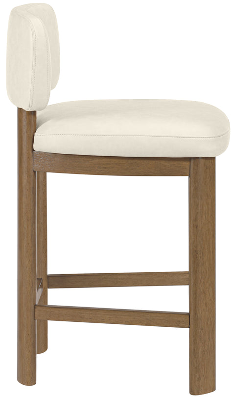 Olive Cream Vegan Leather Upholstered Counter Stool, 2-Piece (Style 2)