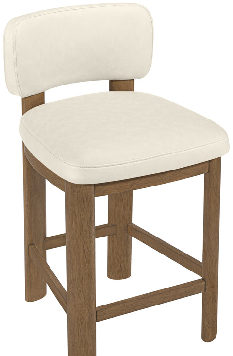 Olive Cream Vegan Leather Upholstered Counter Stool, 2-Piece (Style 2)