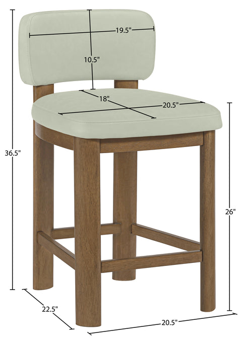 Olive Mint Vegan Leather Upholstered Counter Stool, 2-Piece
