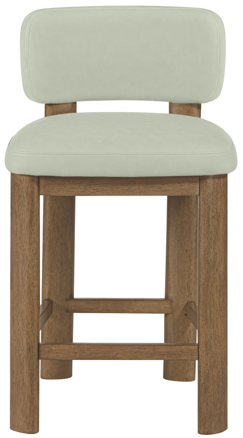 Olive Mint Vegan Leather Upholstered Counter Stool, 2-Piece