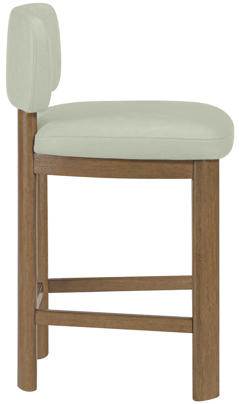 Olive Mint Vegan Leather Upholstered Counter Stool, 2-Piece