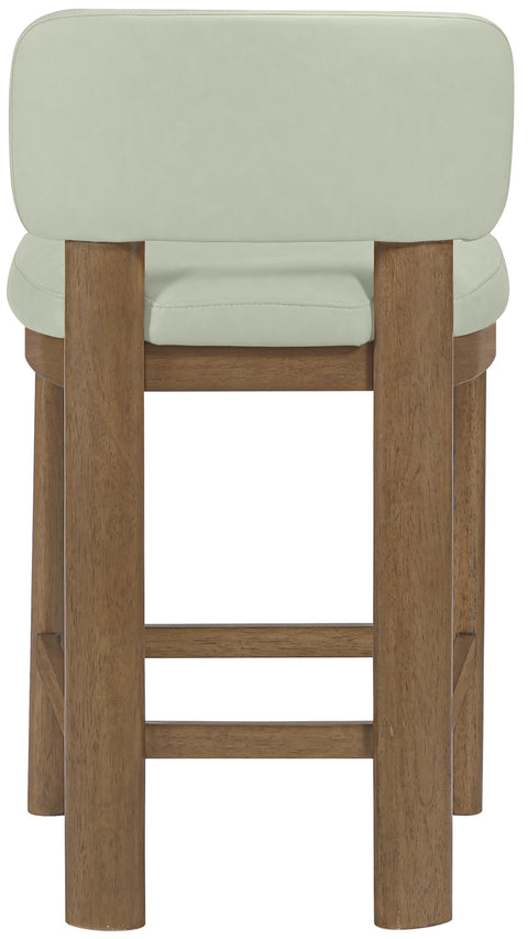 Olive Mint Vegan Leather Upholstered Counter Stool, 2-Piece