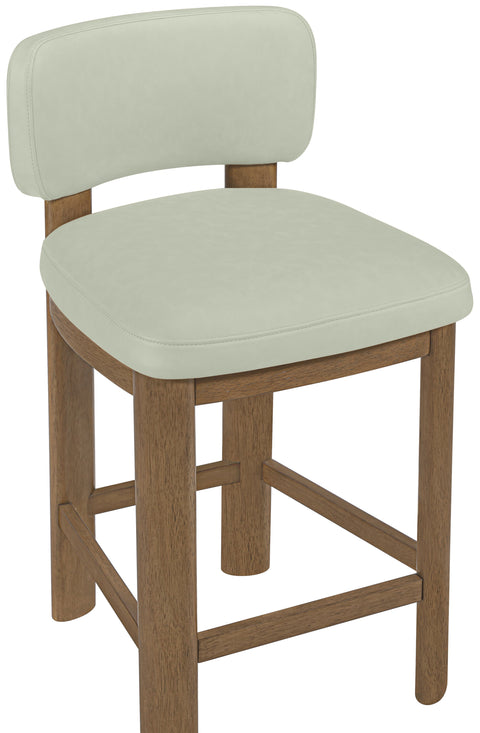 Olive Mint Vegan Leather Upholstered Counter Stool, 2-Piece
