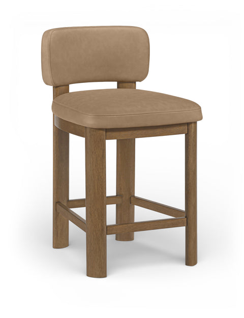 Olive Tan Vegan Leather Upholstered Counter Stool, 2-Piece (Style 2)