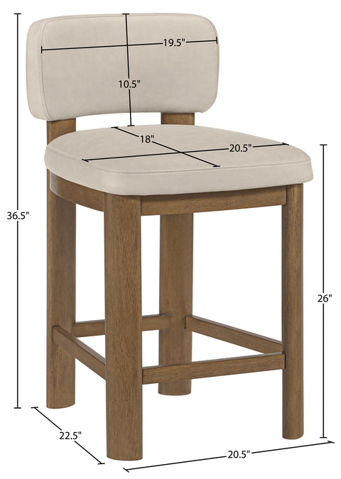 Olive Taupe Vegan Leather Upholstered Counter Stool, 2-Piece (Style 2)