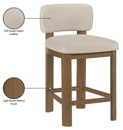 Olive Taupe Vegan Leather Upholstered Counter Stool, 2-Piece (Style 2)