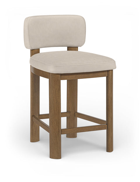 Olive Taupe Vegan Leather Upholstered Counter Stool, 2-Piece (Style 2)