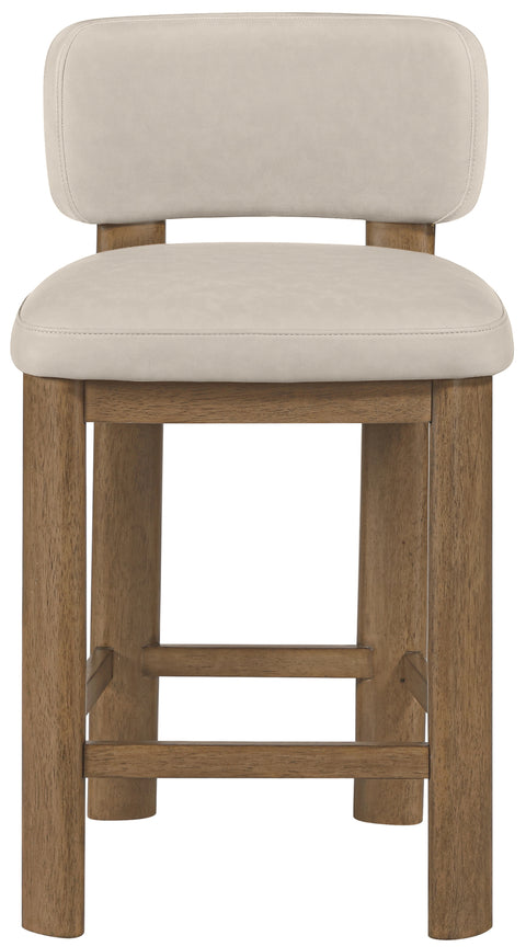 Olive Taupe Vegan Leather Upholstered Counter Stool, 2-Piece (Style 2)