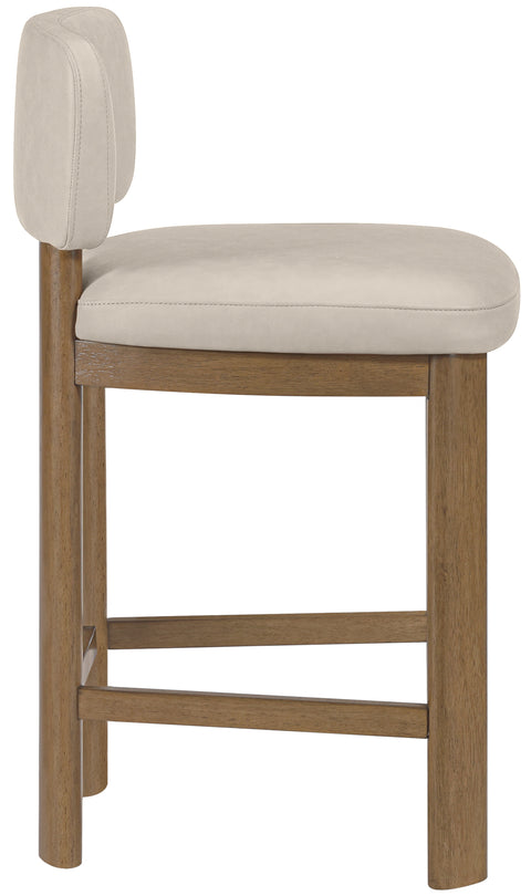 Olive Taupe Vegan Leather Upholstered Counter Stool, 2-Piece (Style 2)