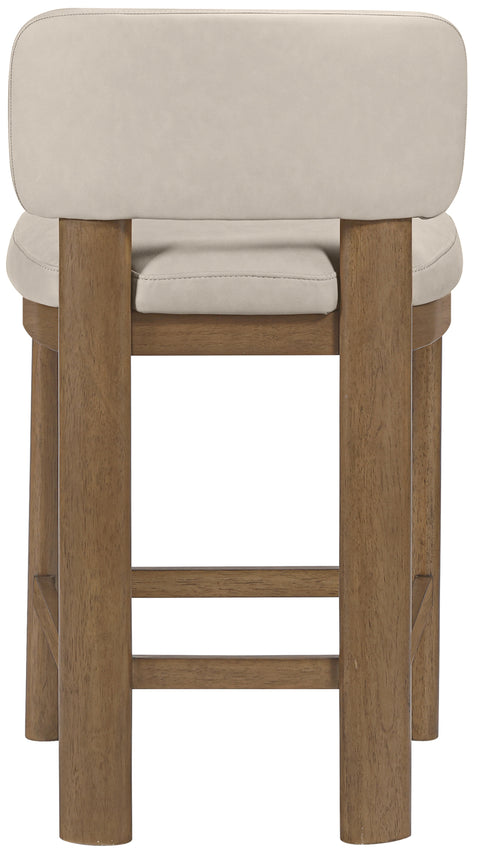 Olive Taupe Vegan Leather Upholstered Counter Stool, 2-Piece (Style 2)