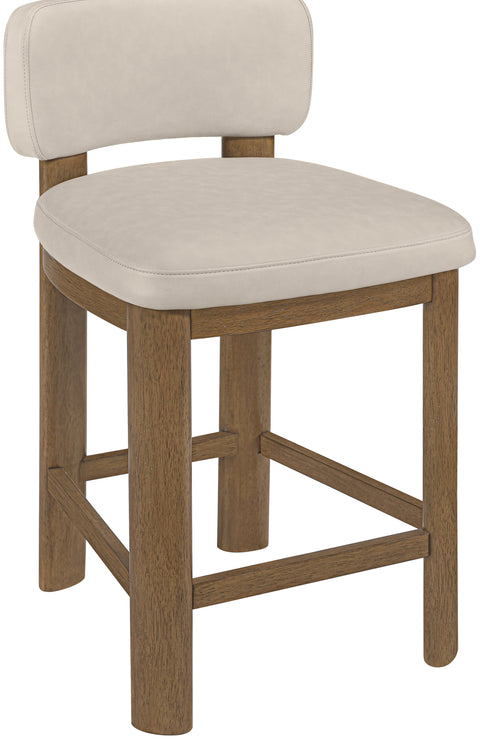 Olive Taupe Vegan Leather Upholstered Counter Stool, 2-Piece (Style 2)