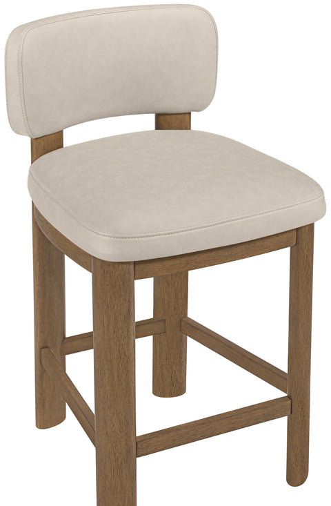 Olive Taupe Vegan Leather Upholstered Counter Stool, 2-Piece (Style 2)