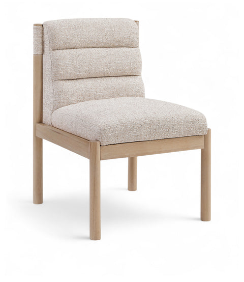 Prescott Beige Linen Textured Fabric Upholstered Dining Chair, 2-Piece