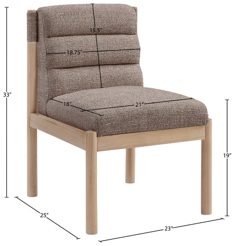 Prescott Brown Linen Textured Fabric Upholstered Dining Chair, 2-Piece