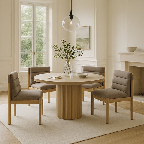 Prescott Brown Linen Textured Fabric Upholstered Dining Chair, 2-Piece