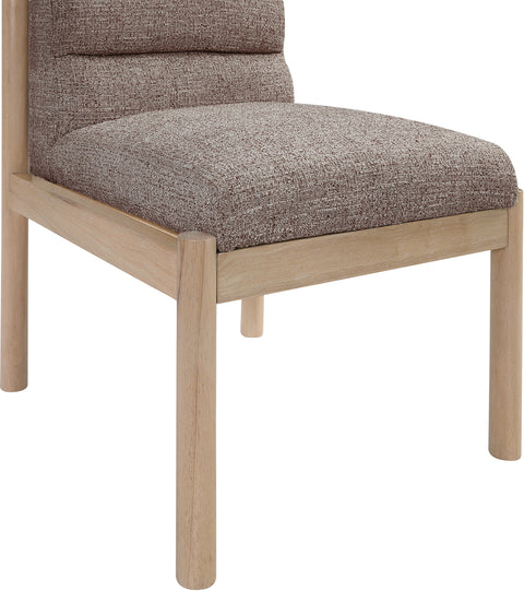 Prescott Brown Linen Textured Fabric Upholstered Dining Chair, 2-Piece