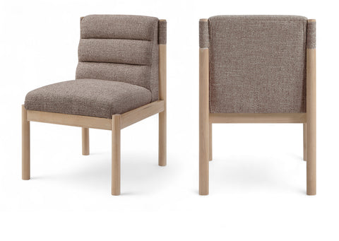 Prescott Brown Linen Textured Fabric Upholstered Dining Chair, 2-Piece