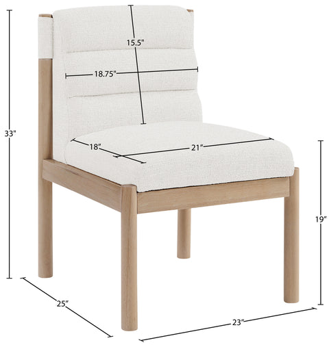 Prescott Cream Linen Textured Fabric Upholstered Dining Chair, 2-Piece