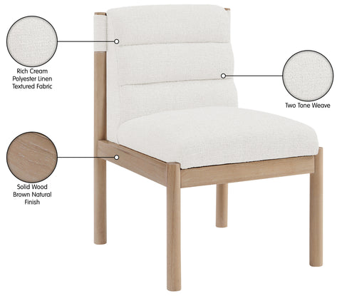 Prescott Cream Linen Textured Fabric Upholstered Dining Chair, 2-Piece
